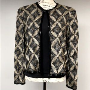 Papell Boutique Evening Black Silk Beaded Jacket M